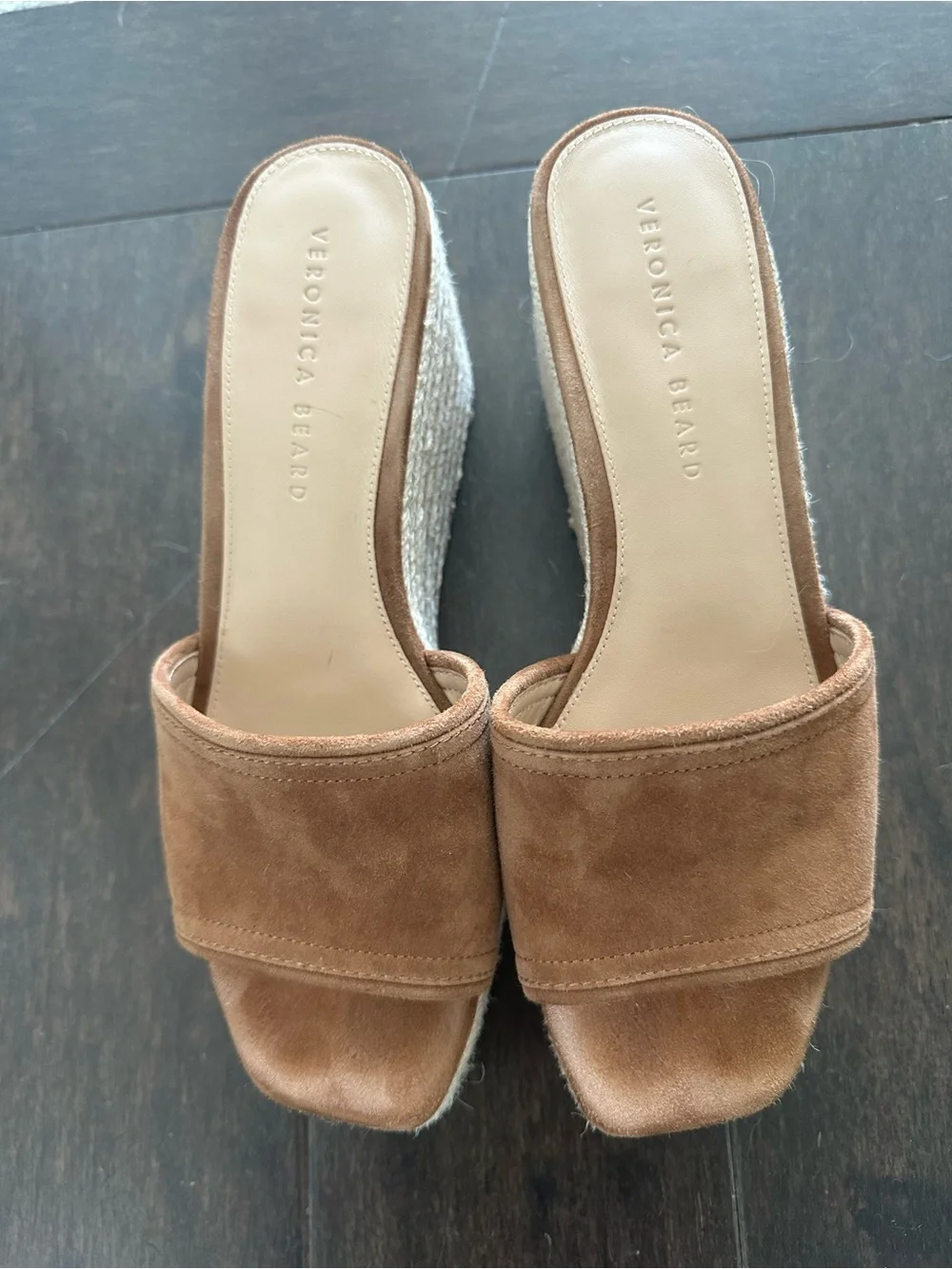 Veronica Beard Brown Suede Espadrille Wedge Slide
